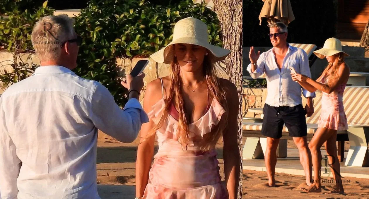 Silva Kapitanova and Bastian Schweinsteiger on Beach